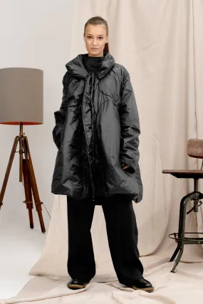 Adjustable Length Black Women's Quilted Jacket