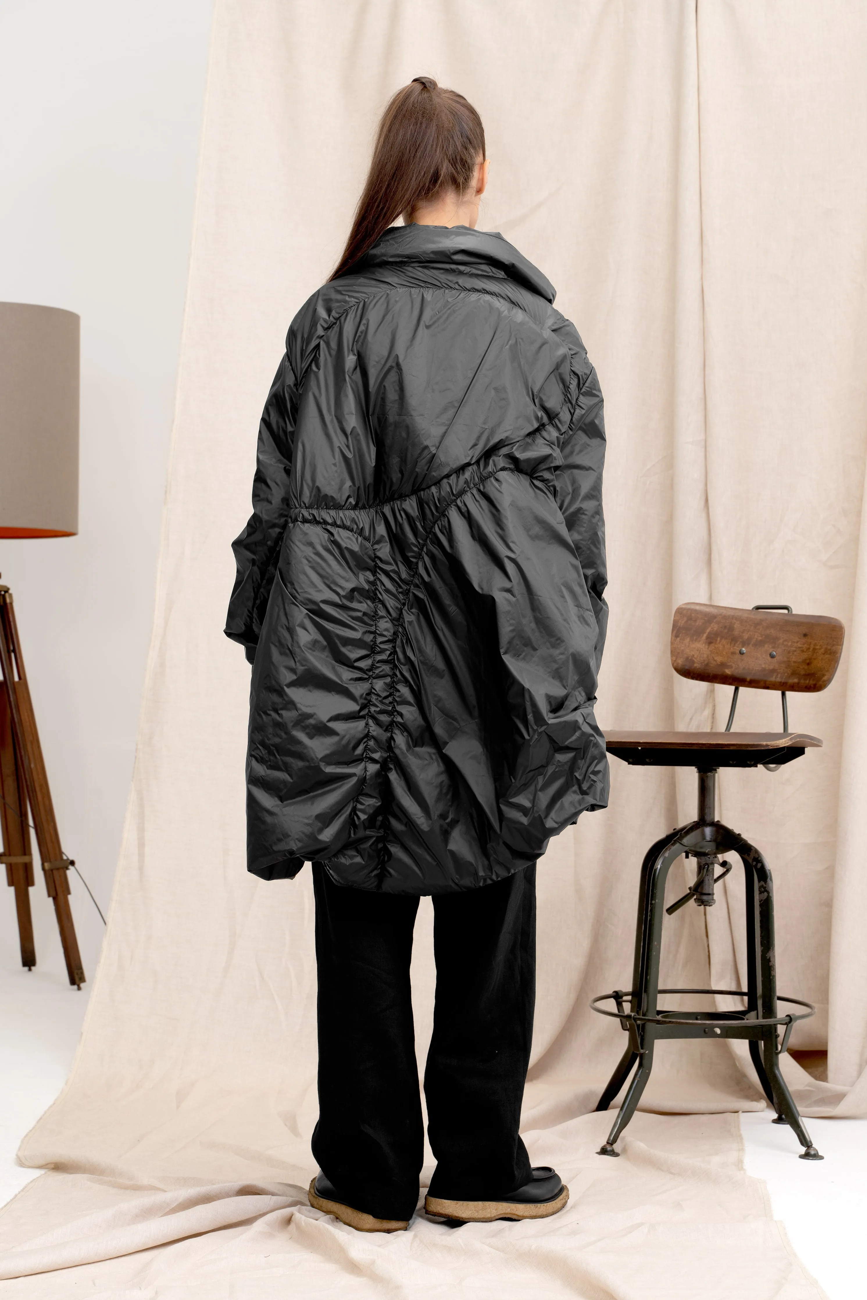 Adjustable Length Black Women's Quilted Jacket