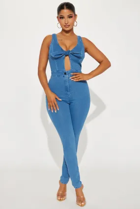 Always Be Yourself Denim Jumpsuit - Medium Wash