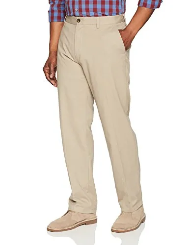 Amazon Essentials Men's Classic-Fit Wrinkle-Resistant Flat-Front Chino Pant, Khaki, 38W x 32L