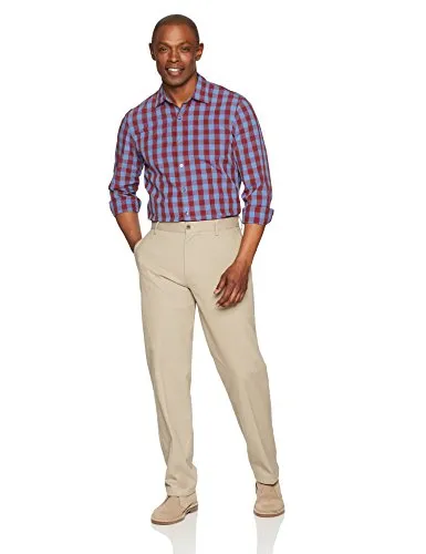 Amazon Essentials Men's Classic-Fit Wrinkle-Resistant Flat-Front Chino Pant, Khaki, 38W x 32L
