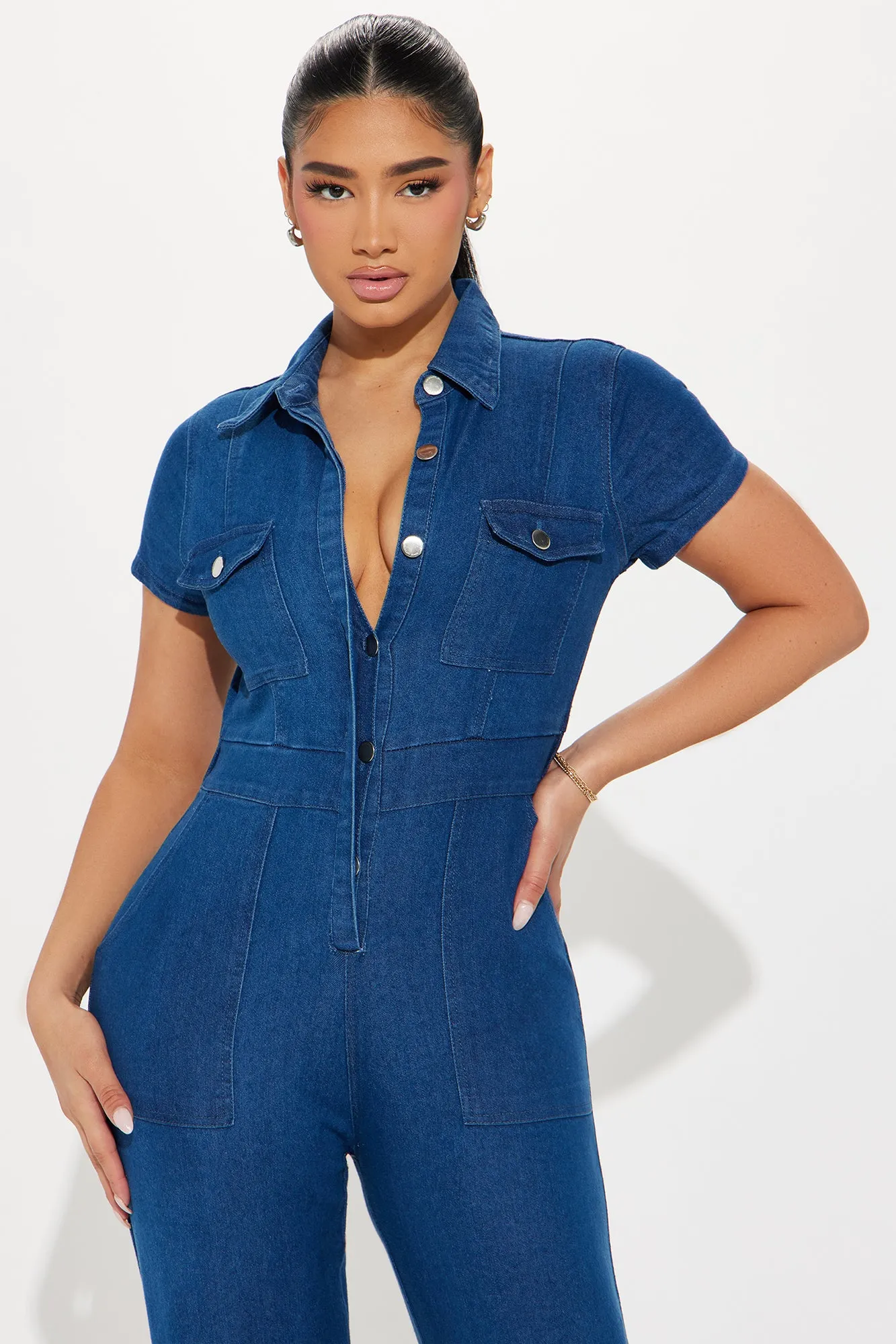 Anais Denim Jumpsuit - Medium Wash