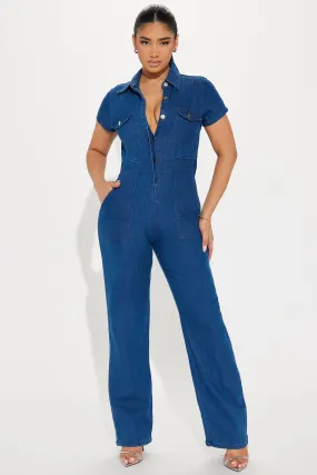 Anais Denim Jumpsuit - Medium Wash