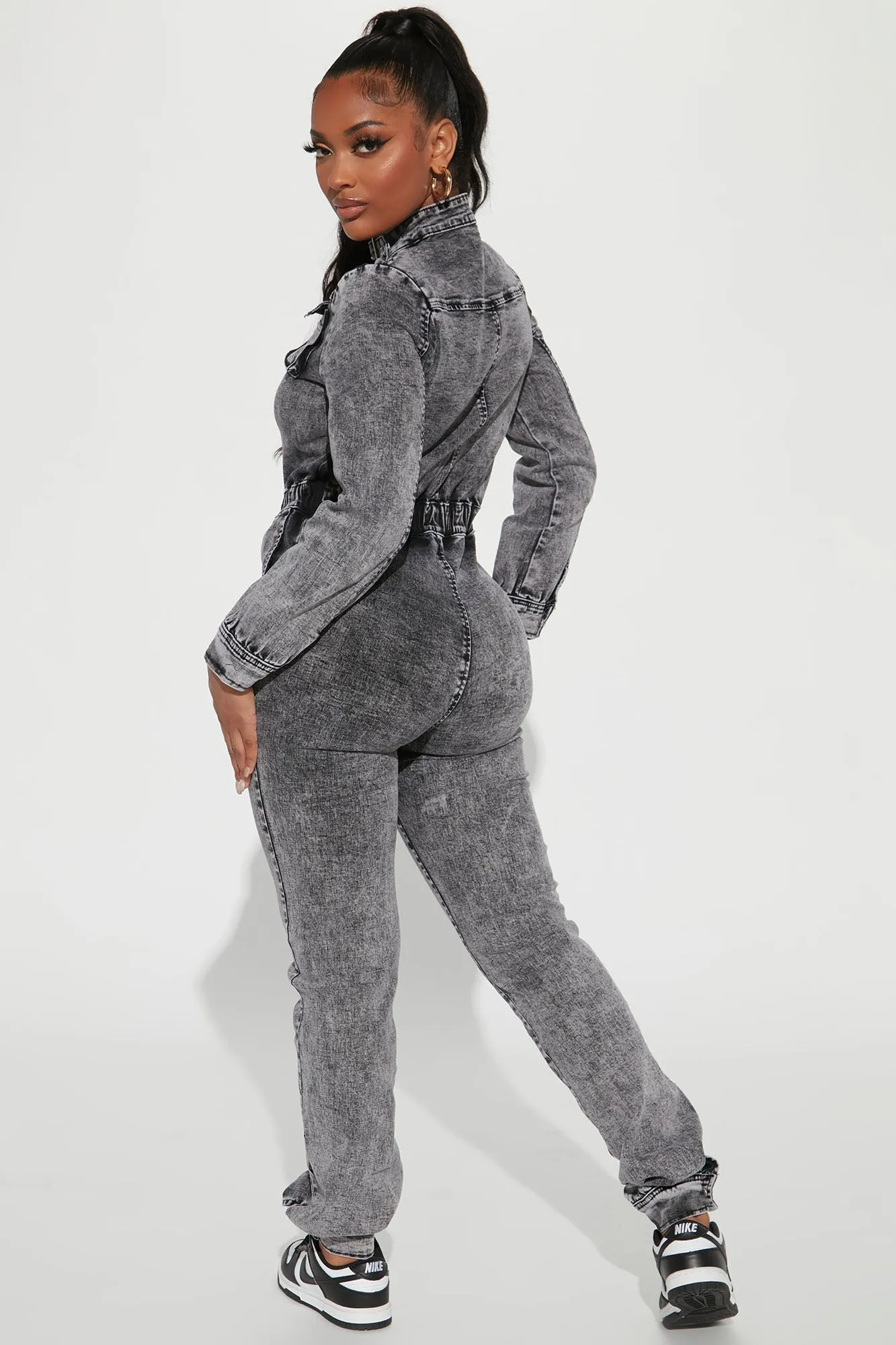 Arielle Acid Wash Jumpsuit - Black Wash
