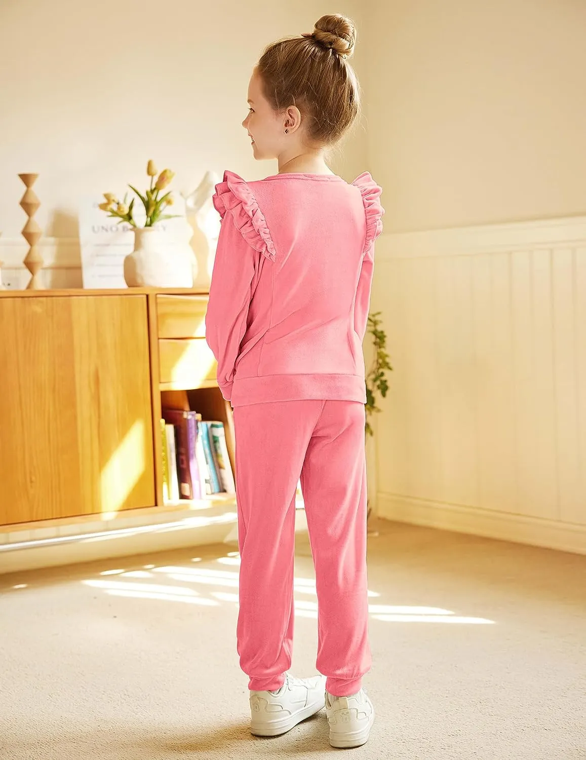 Arshiner 2 Piece Girls Outfits Sets Velour Tracksuit Sweatsuit
