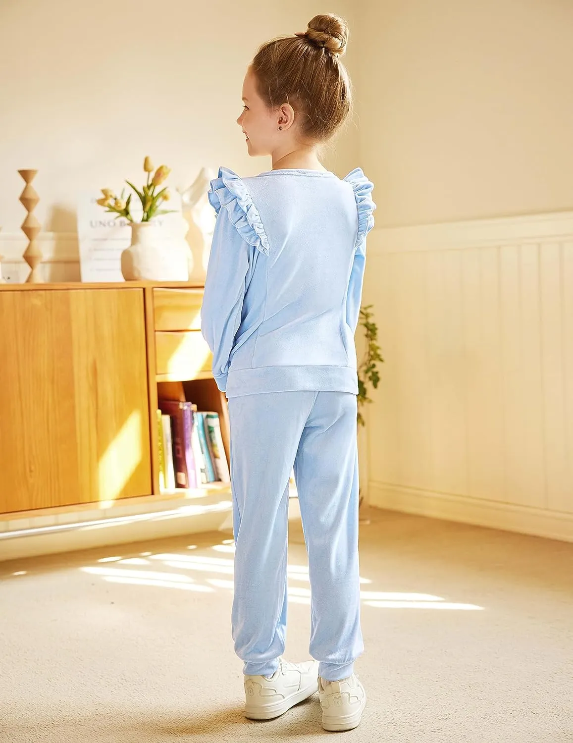Arshiner 2 Piece Girls Outfits Sets Velour Tracksuit Sweatsuit