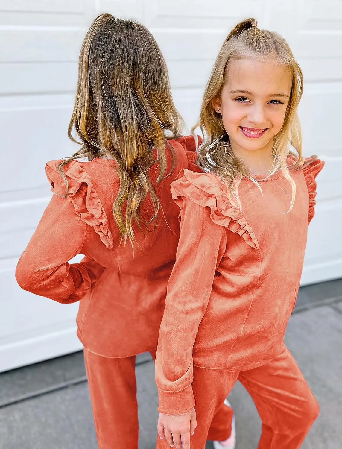 Arshiner 2 Piece Girls Outfits Sets Velour Tracksuit Sweatsuit