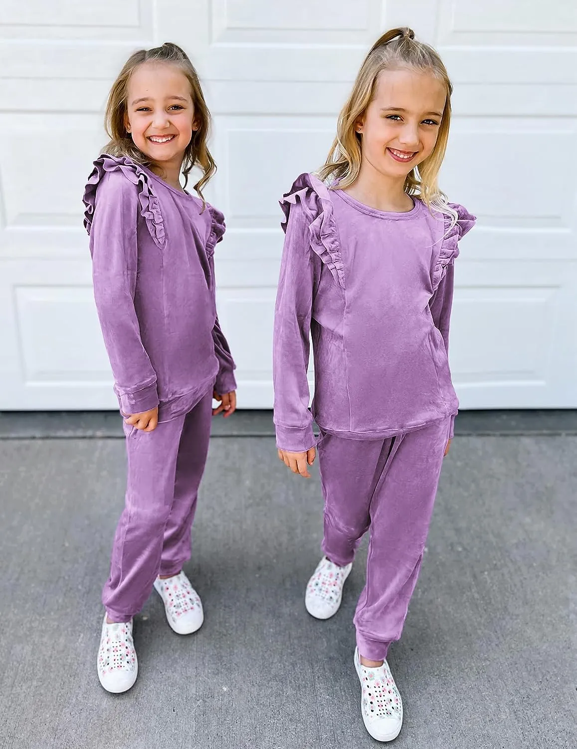 Arshiner 2 Piece Girls Outfits Sets Velour Tracksuit Sweatsuit