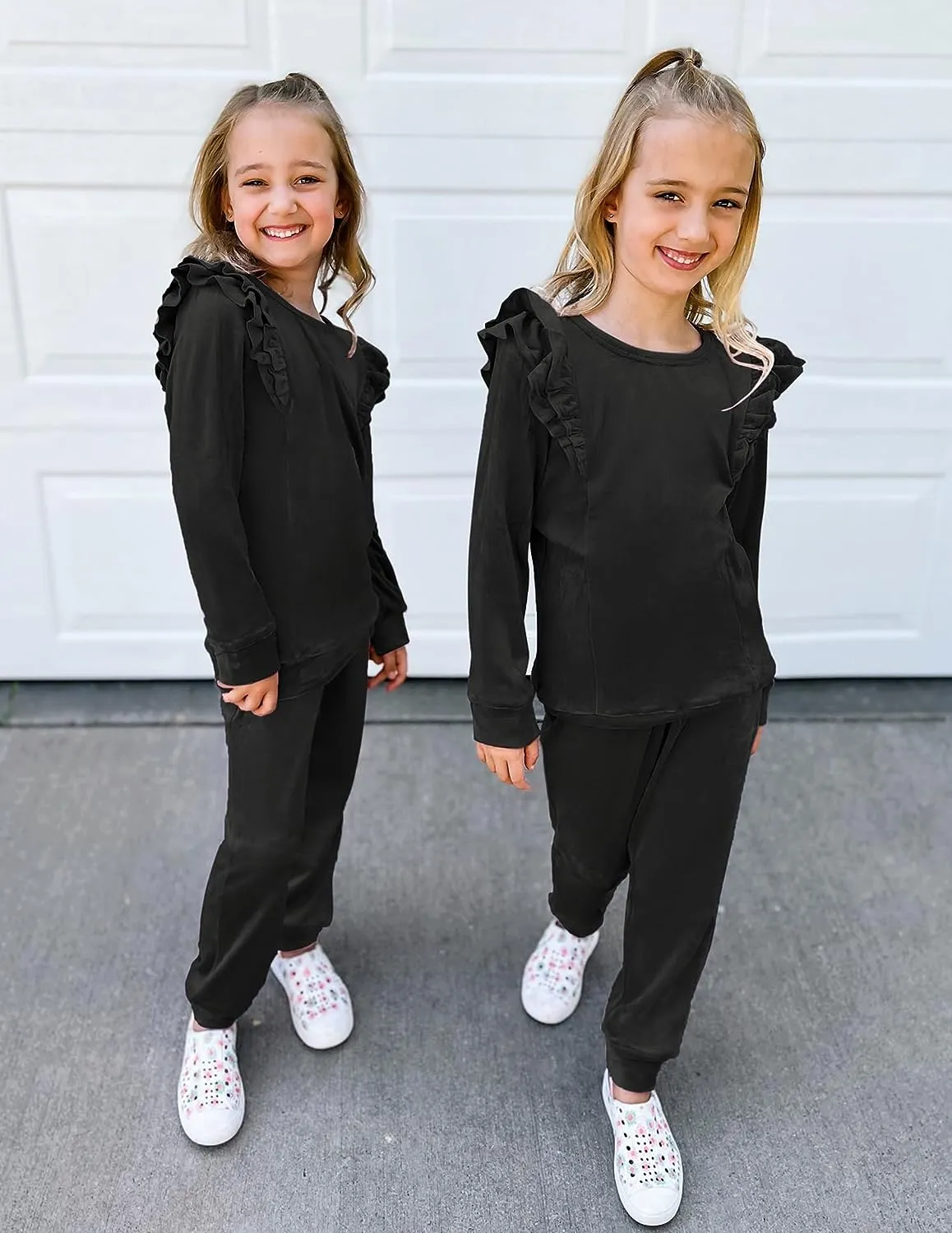 Arshiner 2 Piece Girls Outfits Sets Velour Tracksuit Sweatsuit