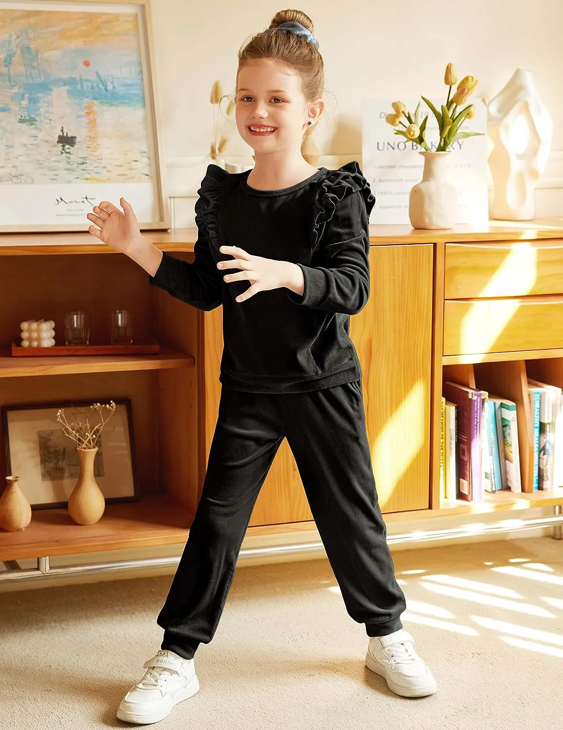 Arshiner 2 Piece Girls Outfits Sets Velour Tracksuit Sweatsuit