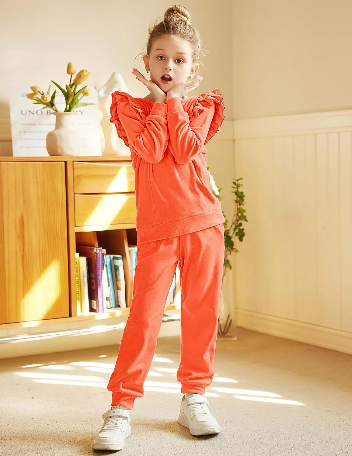 Arshiner 2 Piece Girls Outfits Sets Velour Tracksuit Sweatsuit