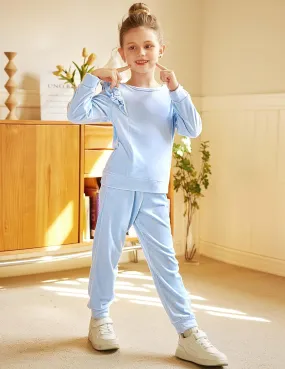 Arshiner 2 Piece Girls Outfits Sets Velour Tracksuit Sweatsuit