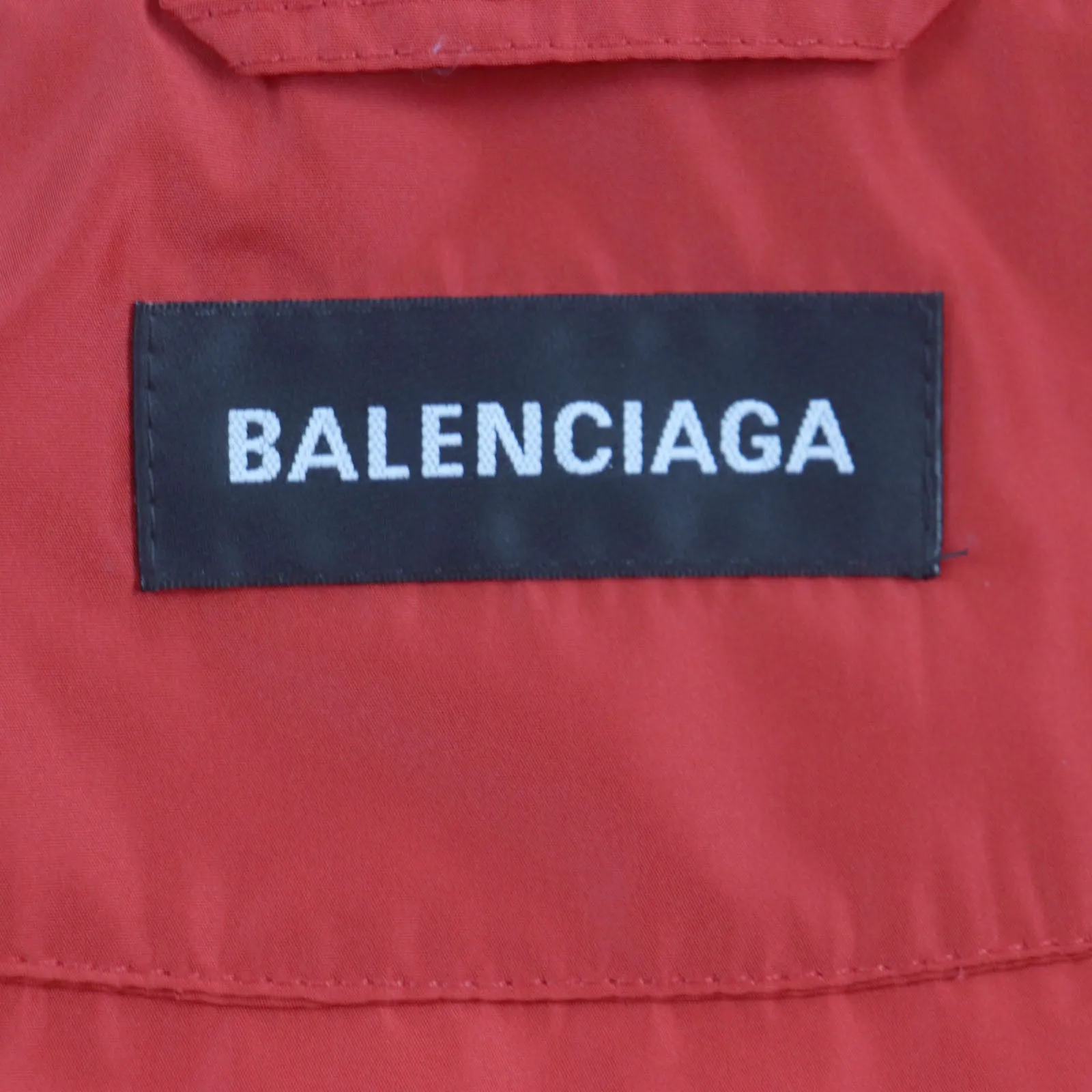 Balenciaga Logo Print Hooded Raincoat Red