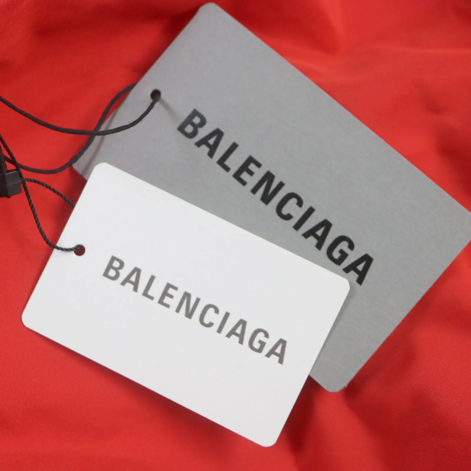Balenciaga Logo Print Hooded Raincoat Red