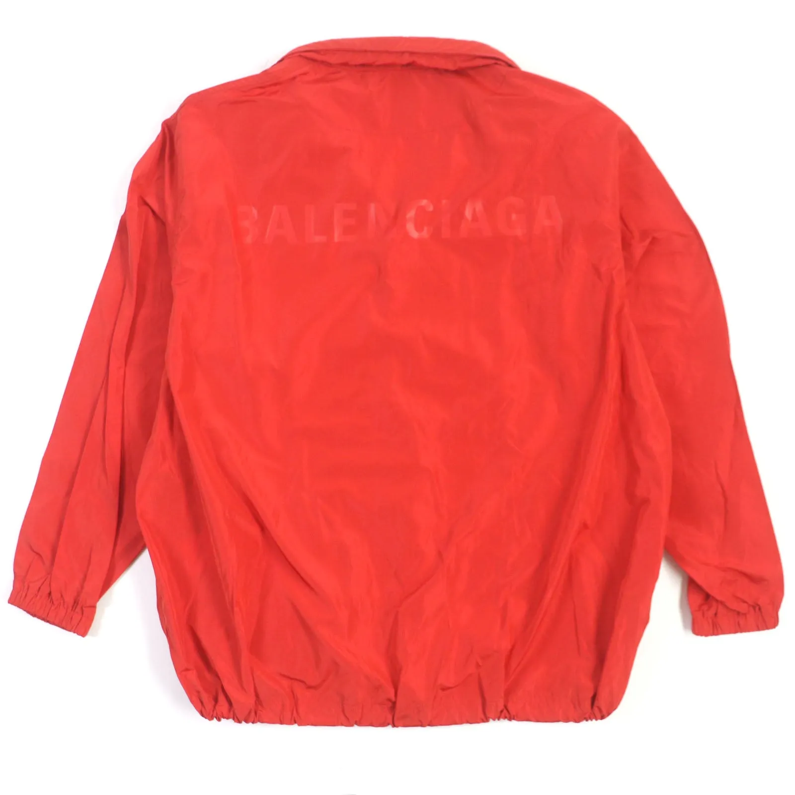 Balenciaga Logo Print Hooded Raincoat Red