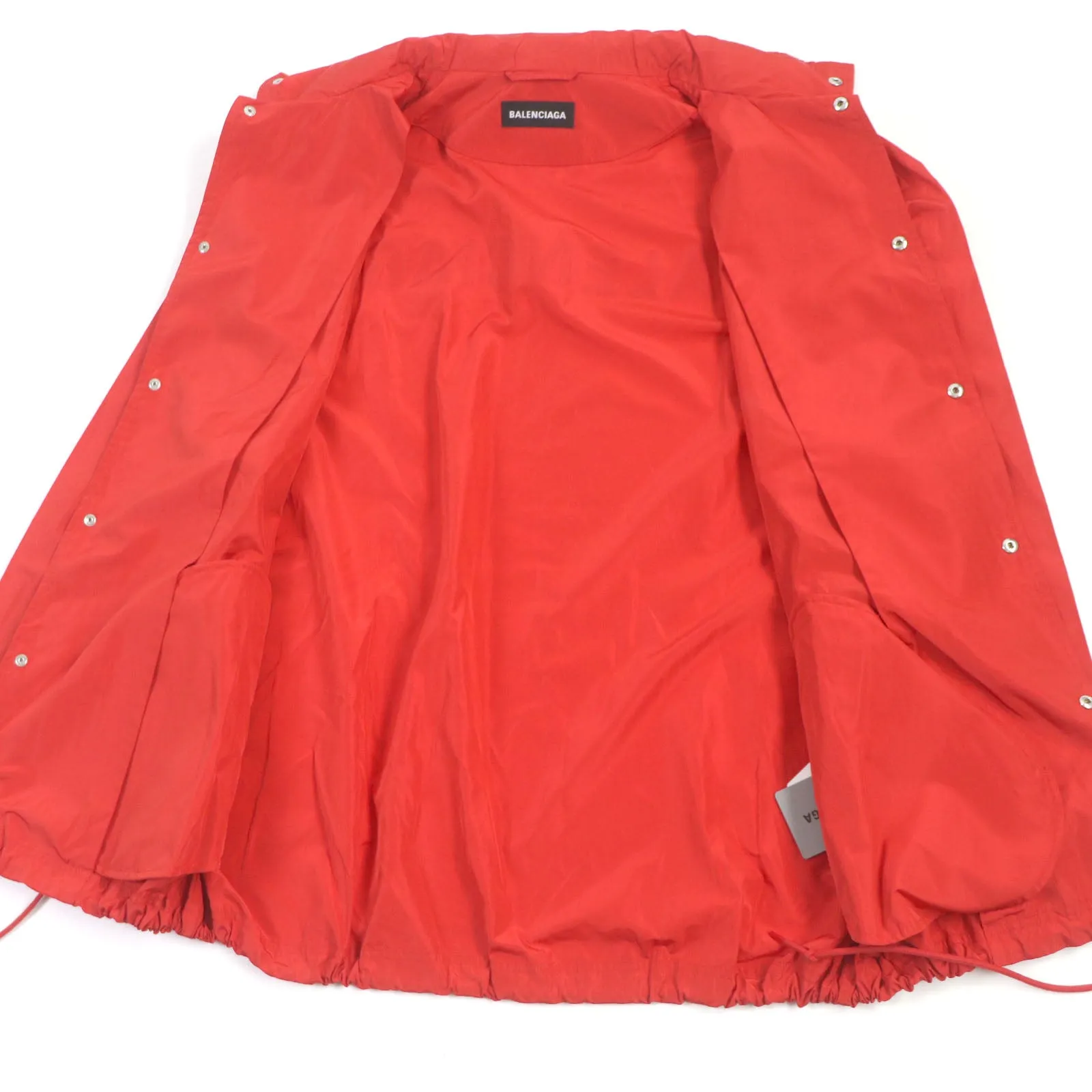 Balenciaga Logo Print Hooded Raincoat Red