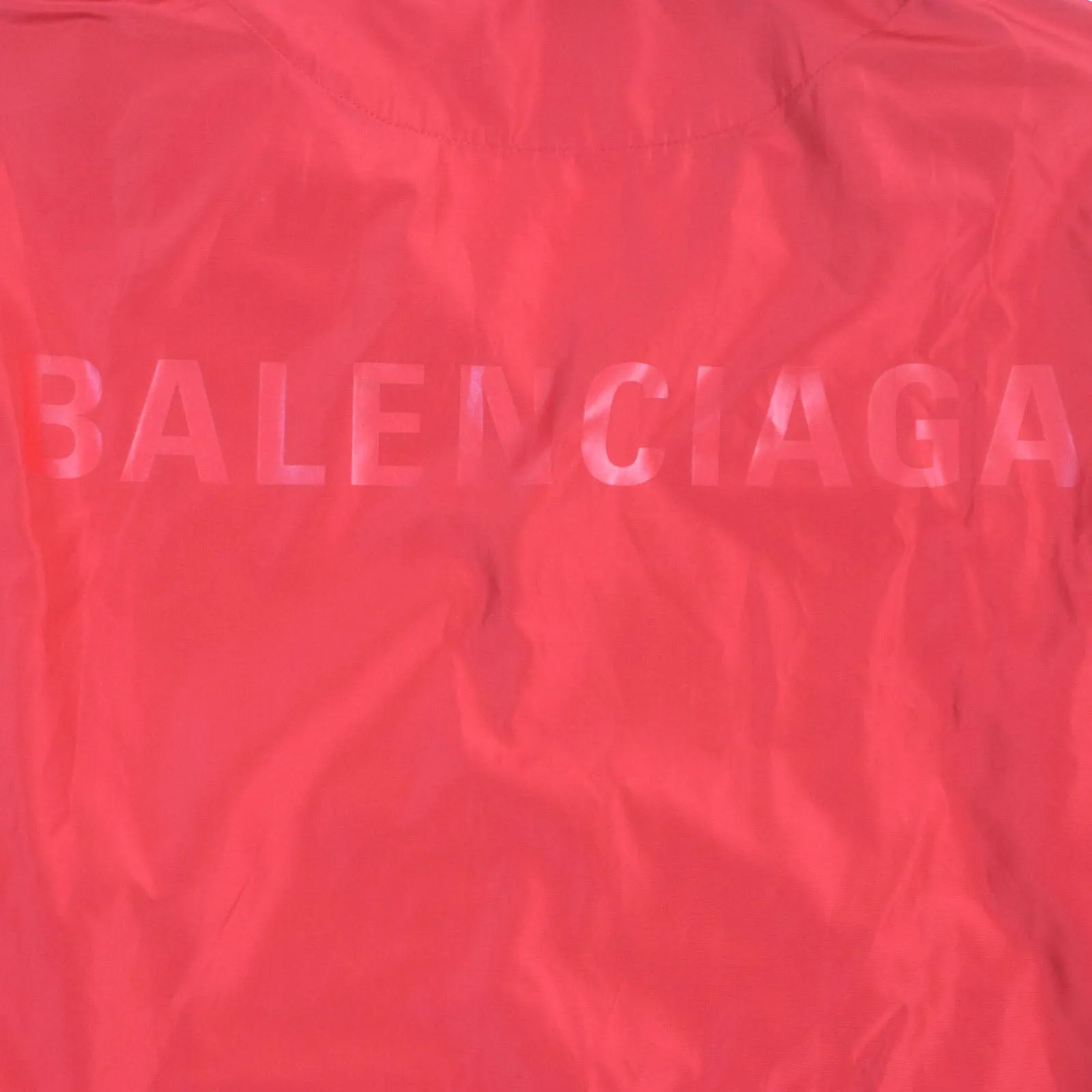 Balenciaga Logo Print Hooded Raincoat Red