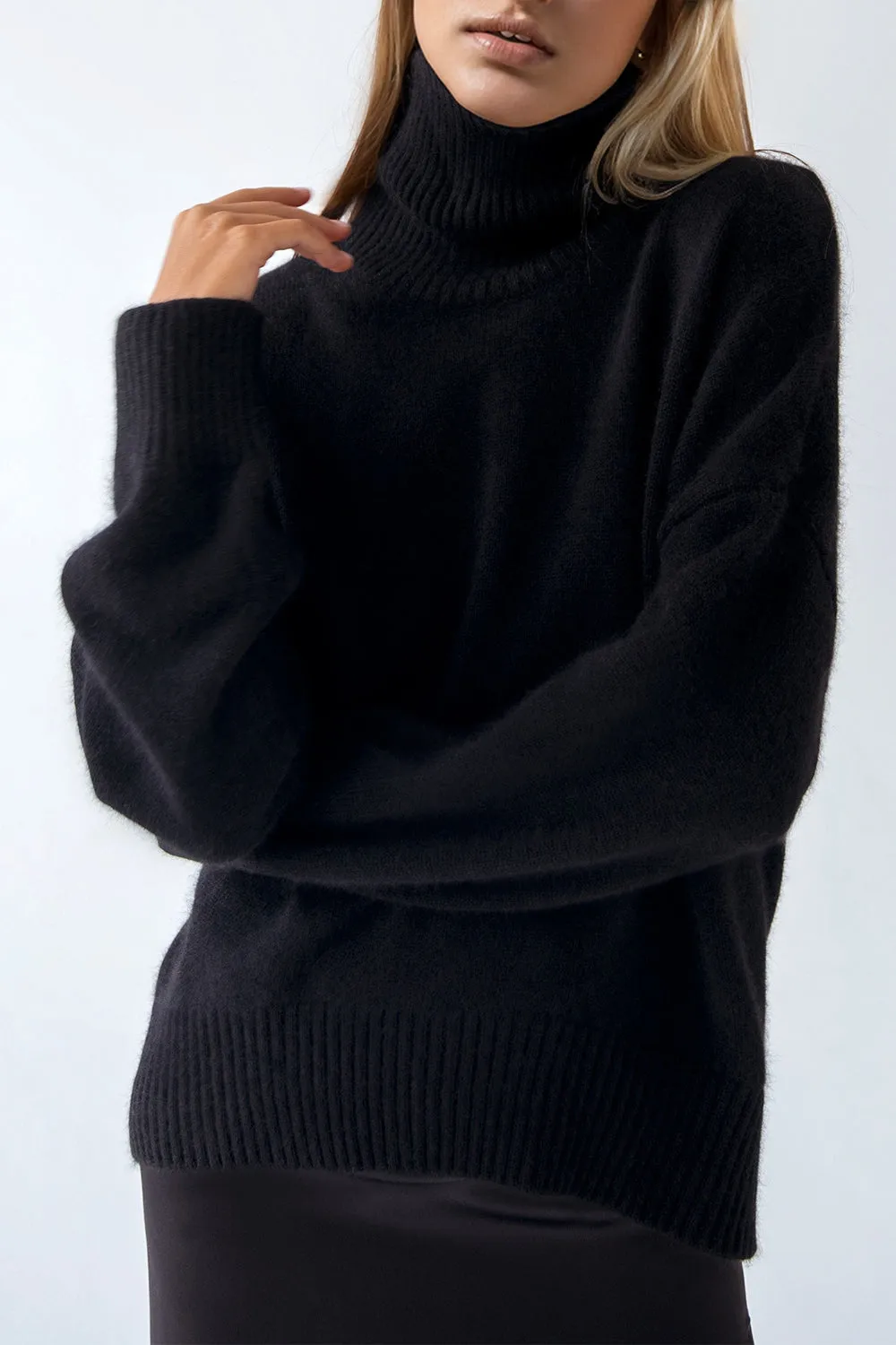 Basic Bae Turtleneck Dropped Shoulder Long Sleeve Sweater choice of colors