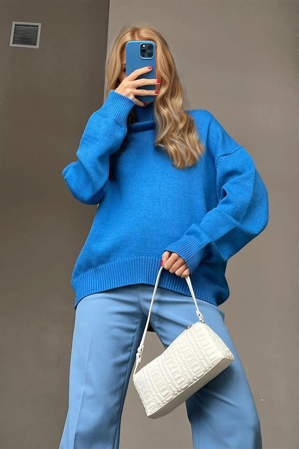 Basic Bae Turtleneck Dropped Shoulder Long Sleeve Sweater choice of colors