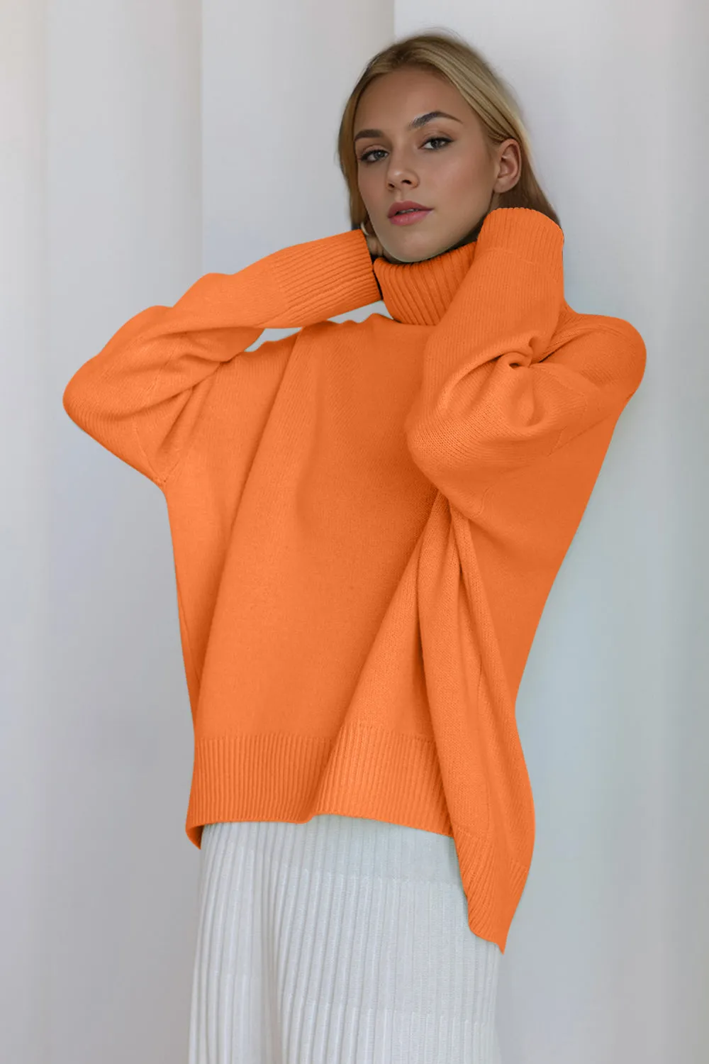 Basic Bae Turtleneck Dropped Shoulder Long Sleeve Sweater choice of colors