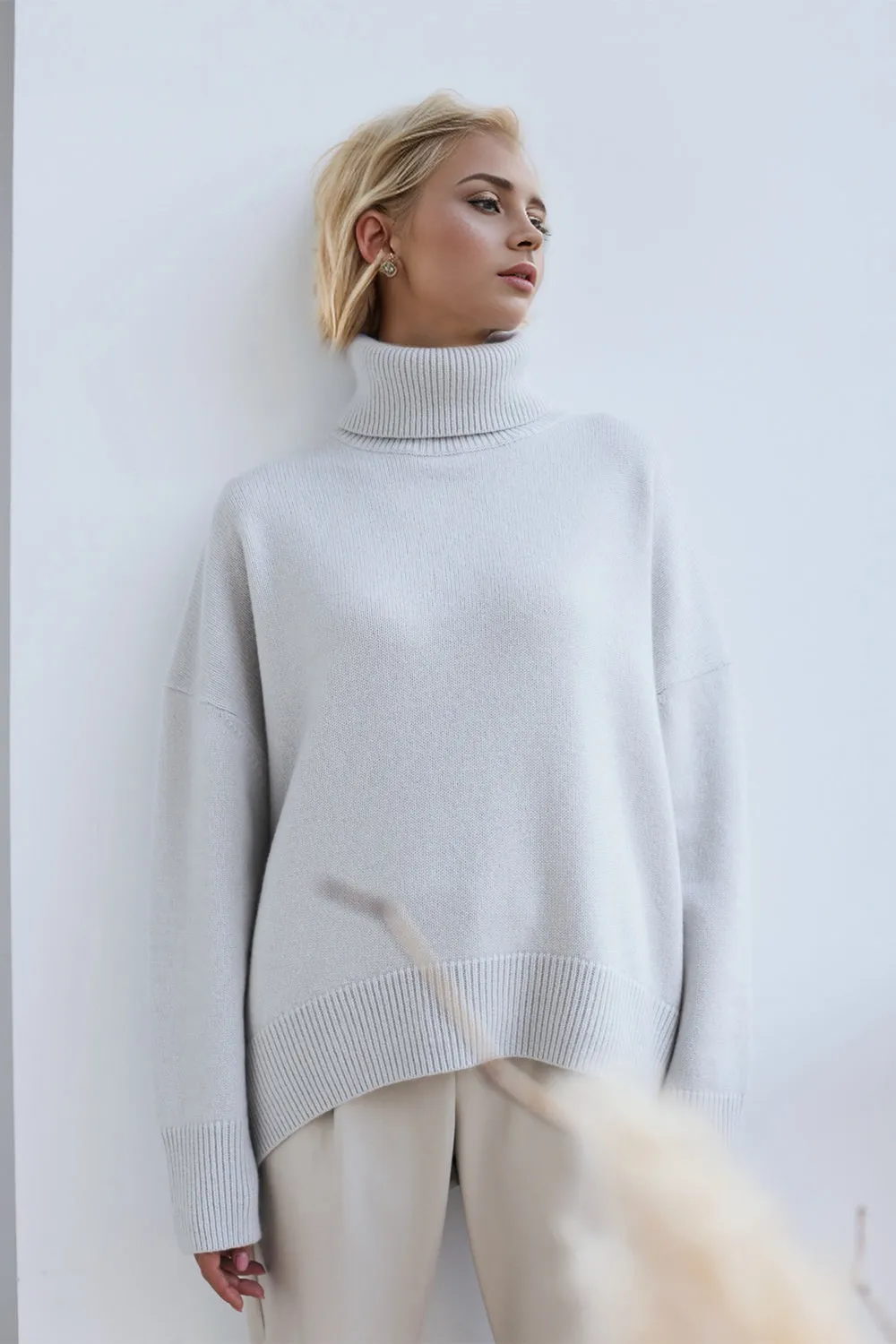 Basic Bae Turtleneck Dropped Shoulder Long Sleeve Sweater choice of colors