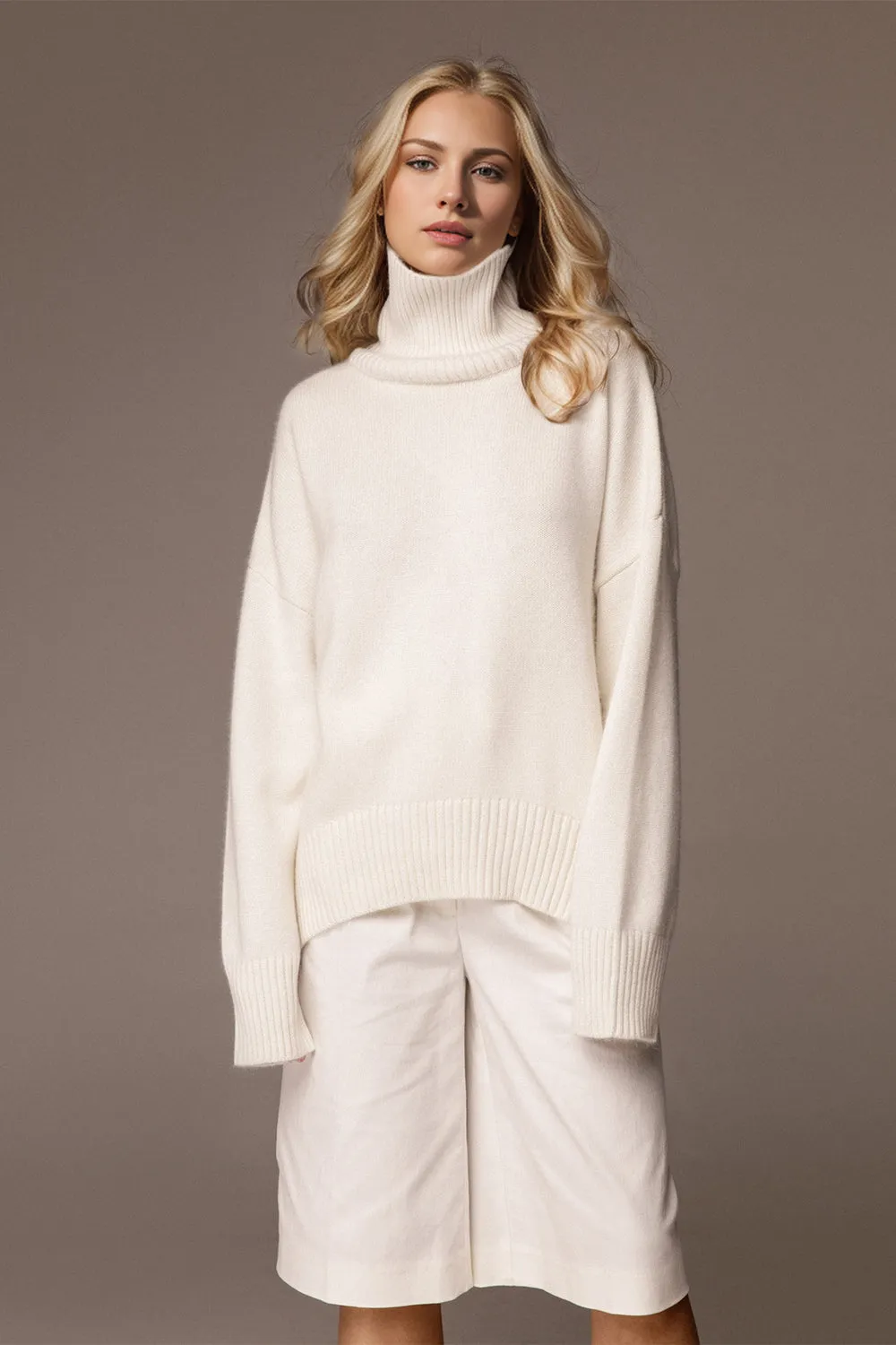 Basic Bae Turtleneck Dropped Shoulder Long Sleeve Sweater choice of colors