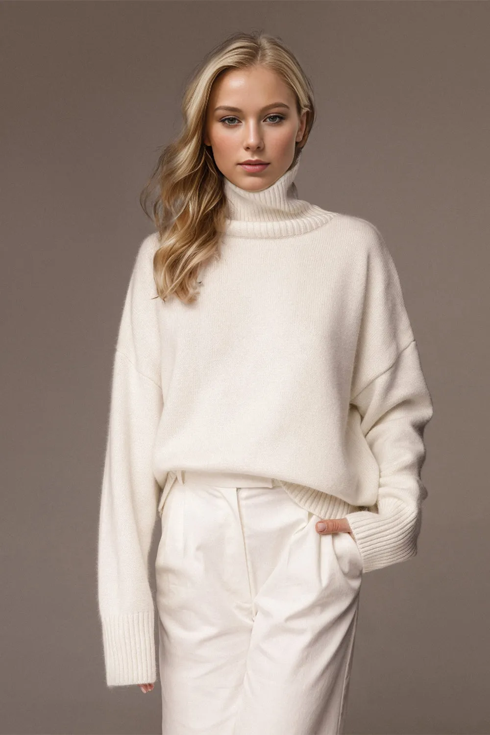Basic Bae Turtleneck Dropped Shoulder Long Sleeve Sweater choice of colors
