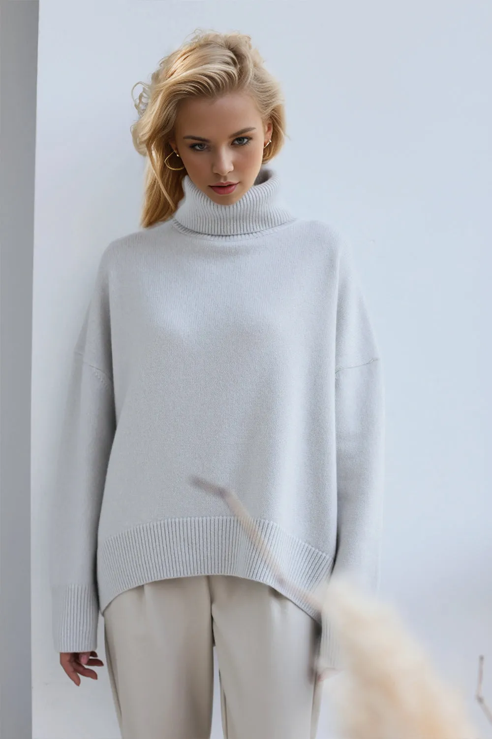 Basic Bae Turtleneck Dropped Shoulder Long Sleeve Sweater choice of colors