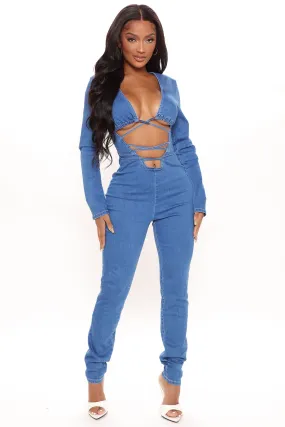 Being Straight Up Denim Jumpsuit - Denim