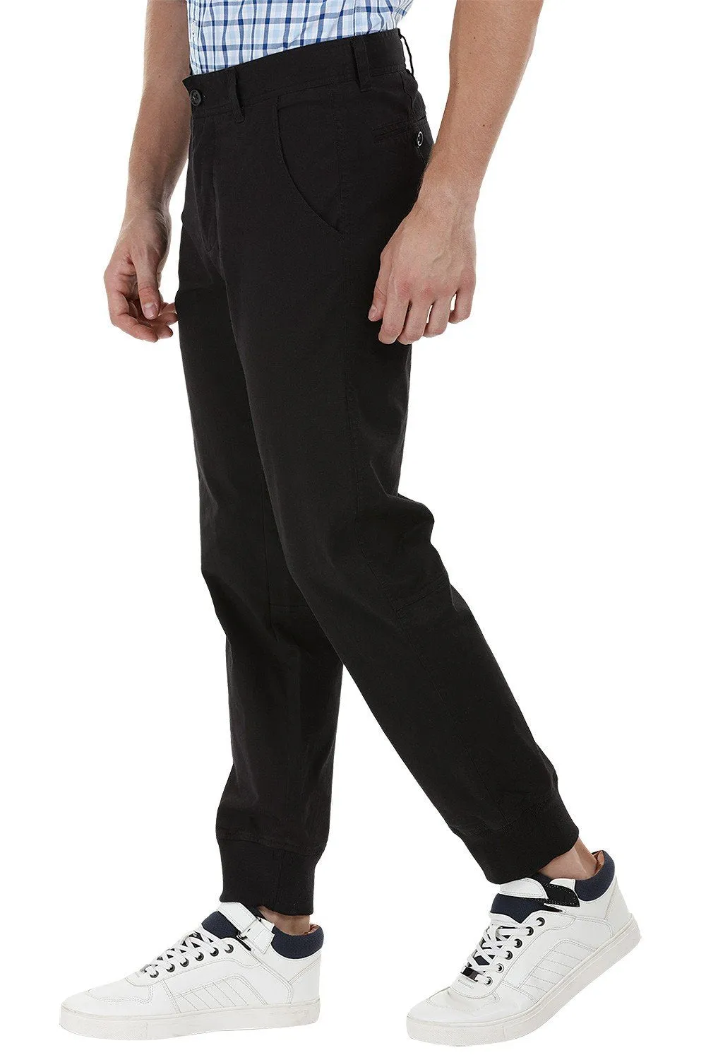 Black Cuff Jogger Twill Pants