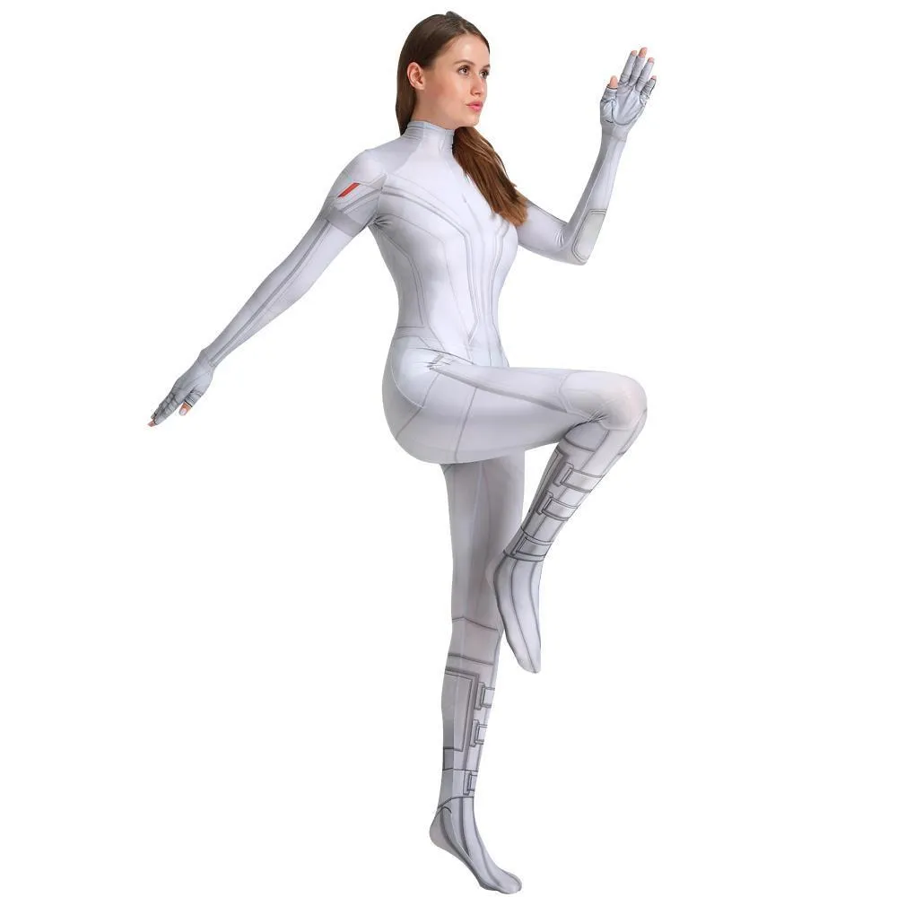 Black Widow White Cosplay Costume Zentai Bodysuit for Halloween Party