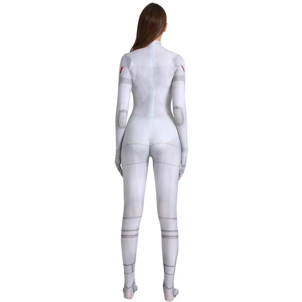 Black Widow White Cosplay Costume Zentai Bodysuit for Halloween Party
