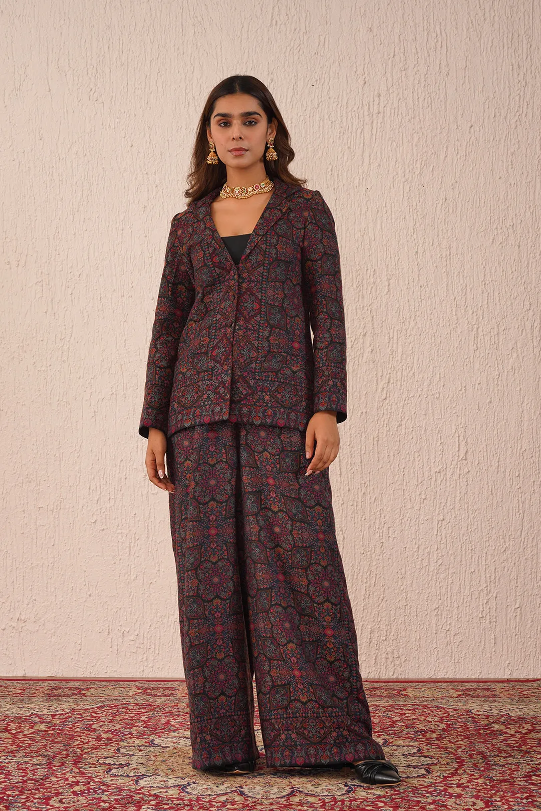 BLACK WOVEN COAT SET