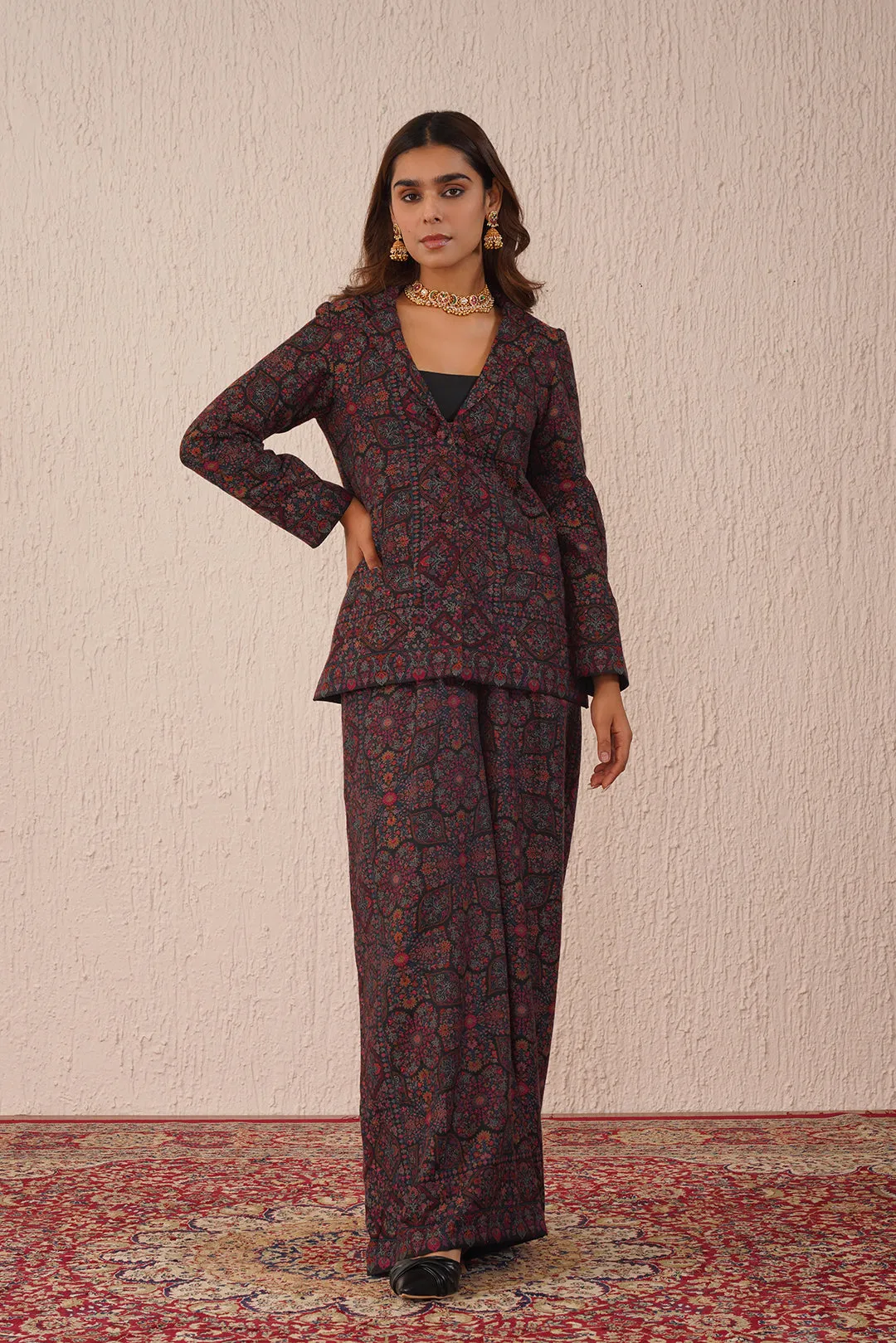 BLACK WOVEN COAT SET