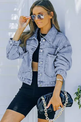 Blue Buttoned Full Sleeve Denim Jacket