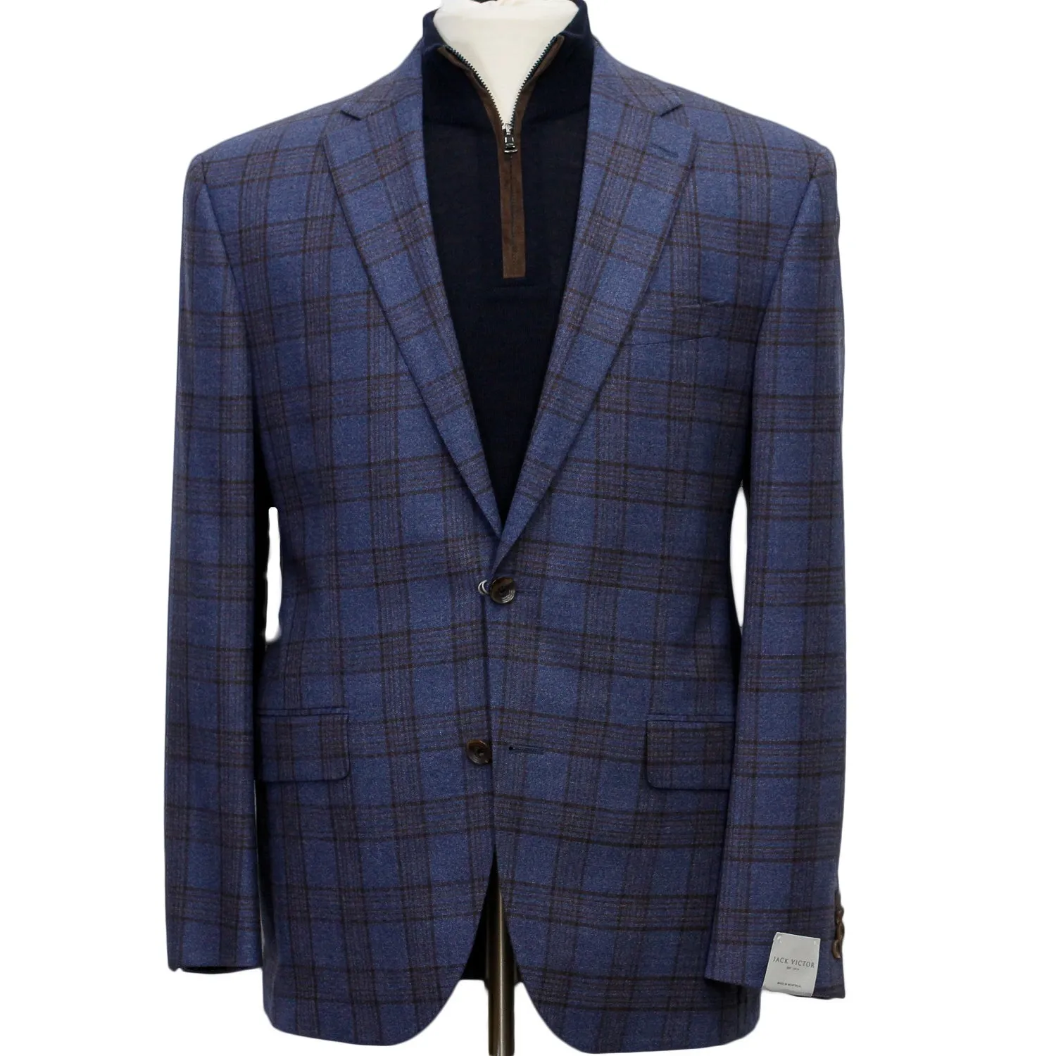 Blue with Brown Check Conway Classic Fit Sport Coat - Jack Victor