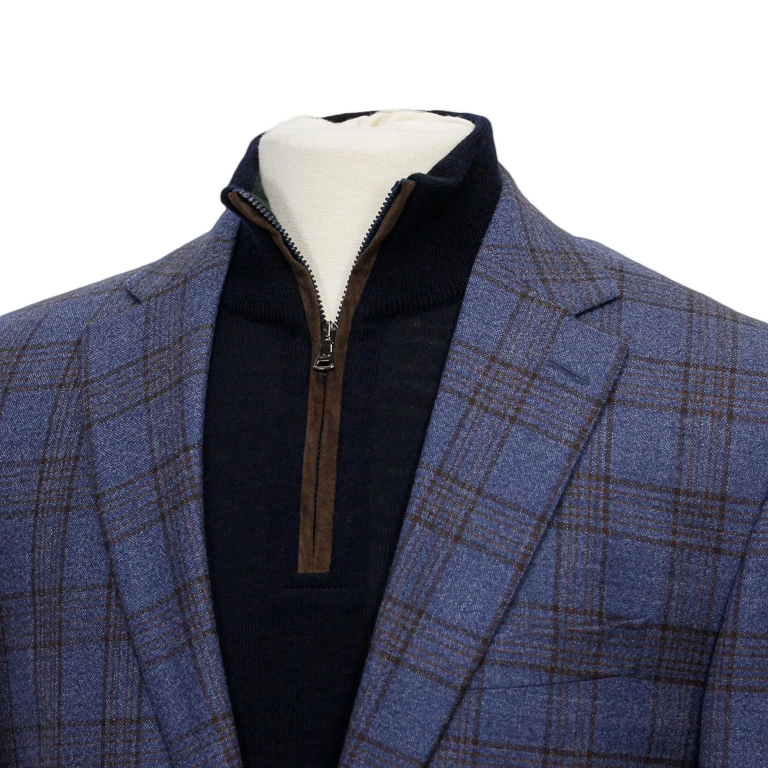 Blue with Brown Check Conway Classic Fit Sport Coat - Jack Victor