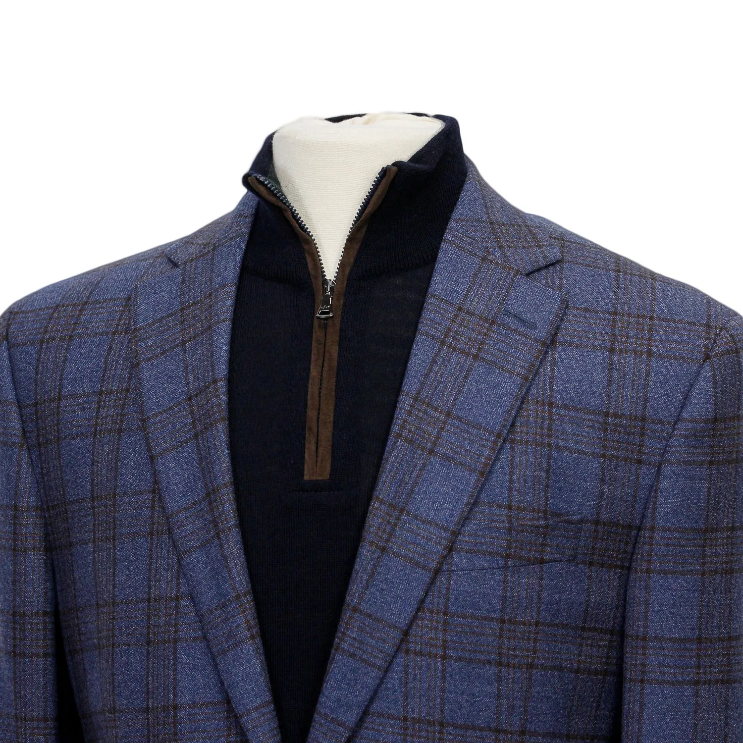 Blue with Brown Check Conway Classic Fit Sport Coat - Jack Victor