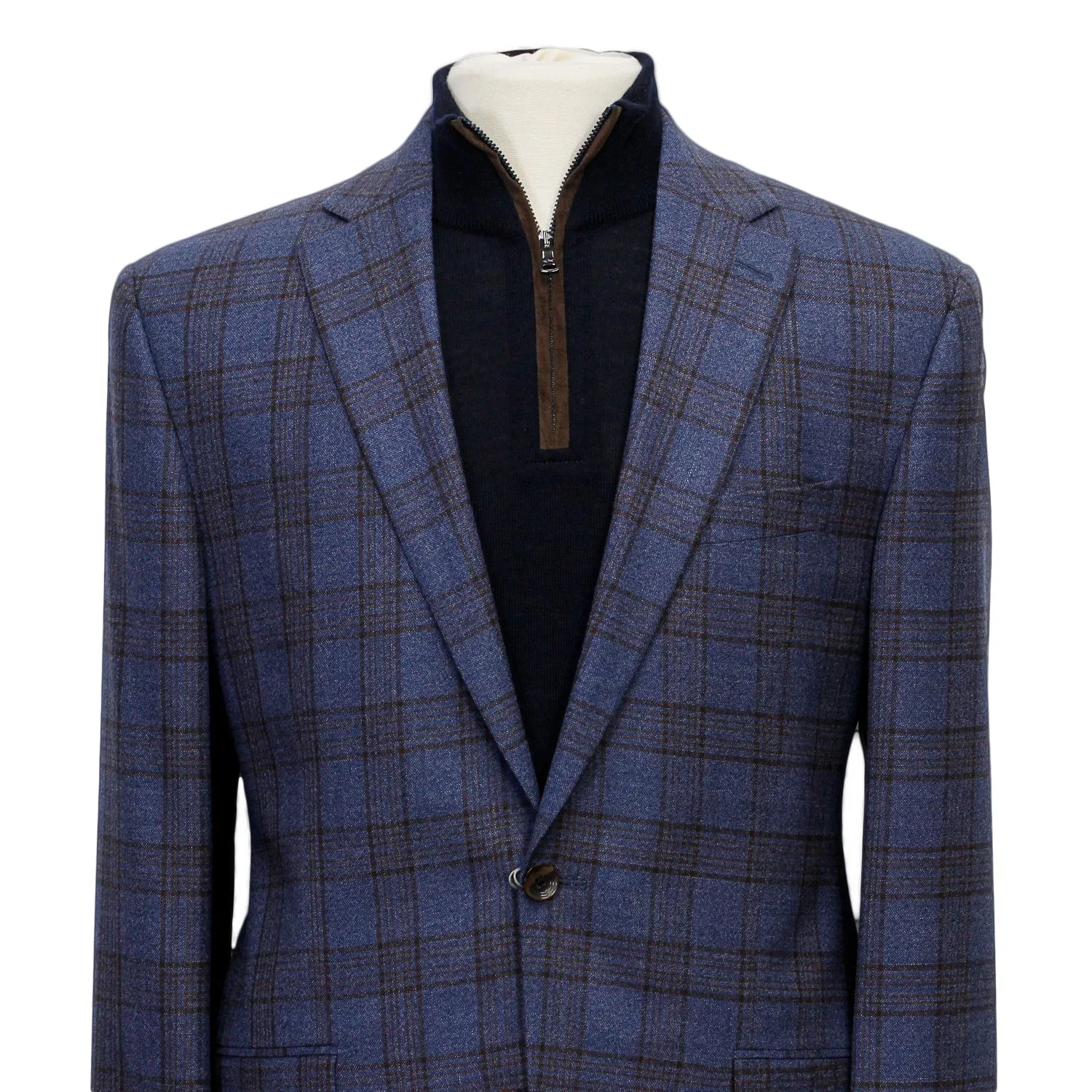 Blue with Brown Check Conway Classic Fit Sport Coat - Jack Victor