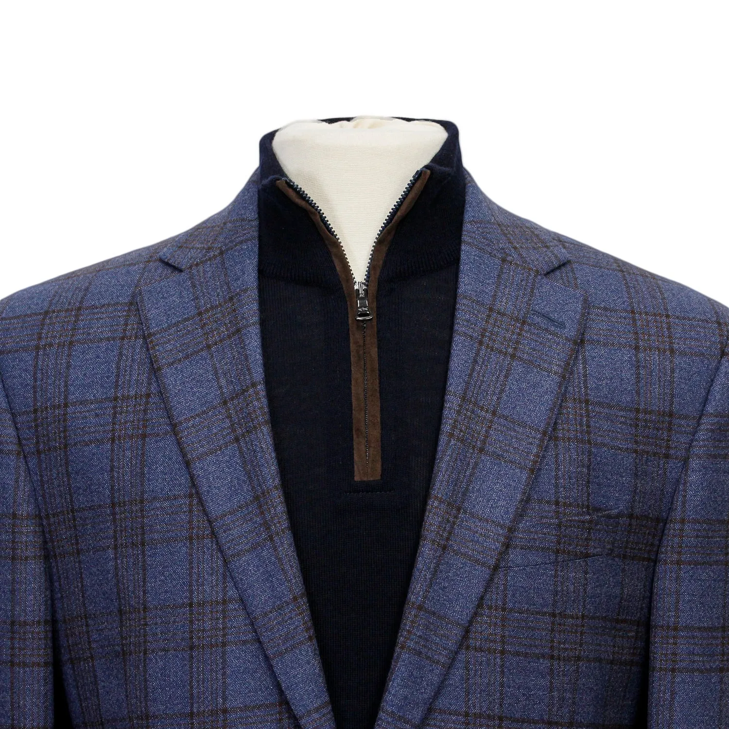 Blue with Brown Check Conway Classic Fit Sport Coat - Jack Victor