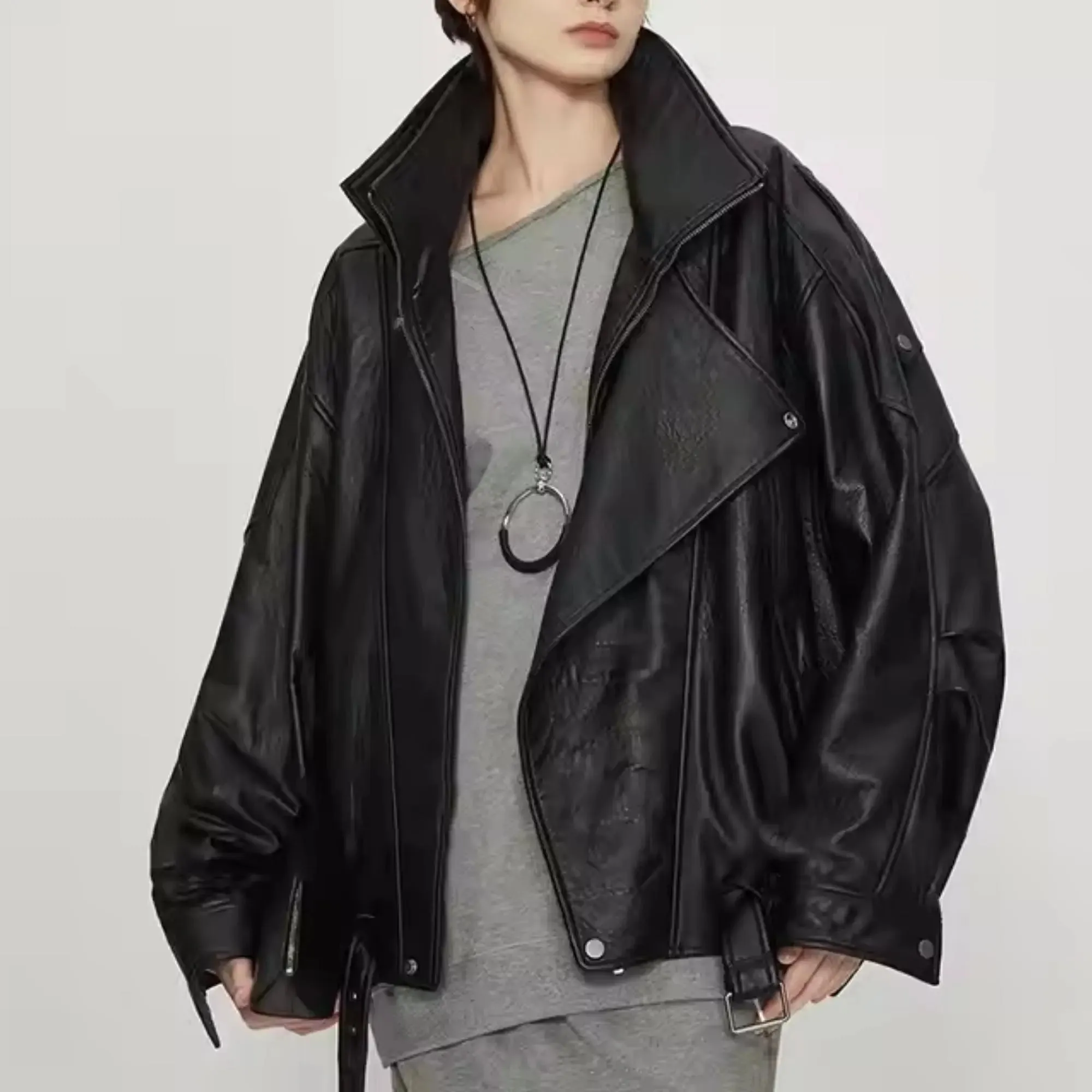 Brown Oversized Leather Jacket