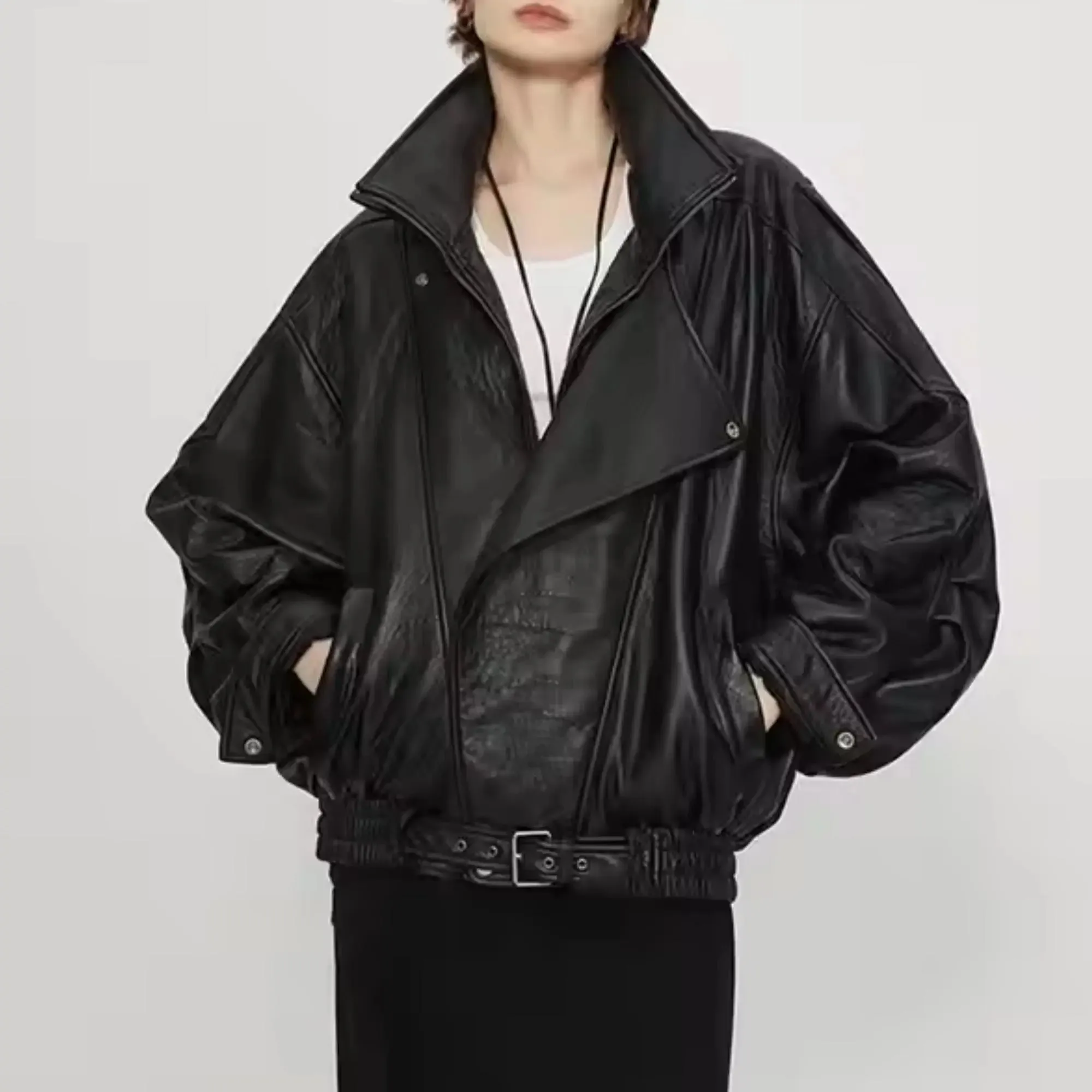 Brown Oversized Leather Jacket
