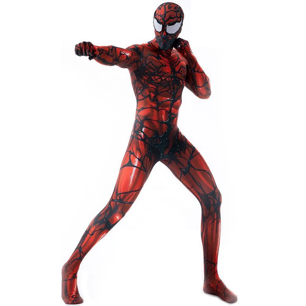Carnage Red Rubies Venom Spider-Man Costume Cosplay Jumpsuit Superhero Bodysuit Halloween Suit Zentai For Adult Kids