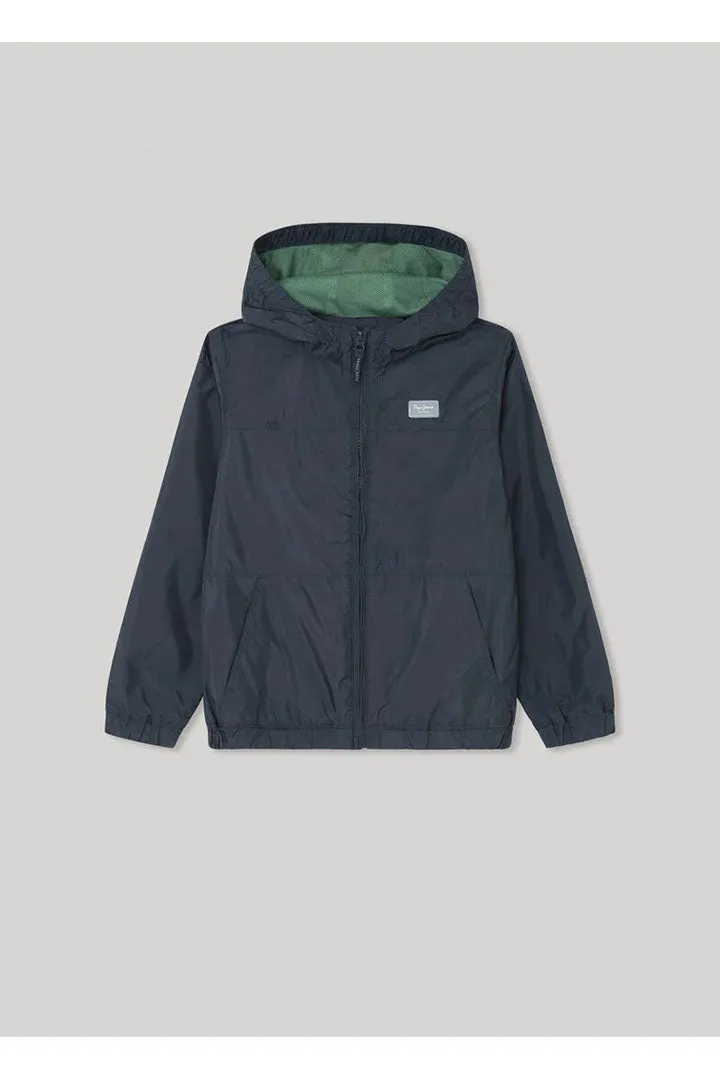 CASACO LIGHTWEIGHT RAINCOAT WITH CONTRASTING JERSEY HOODED LINING PEPE JEANS KIDS
