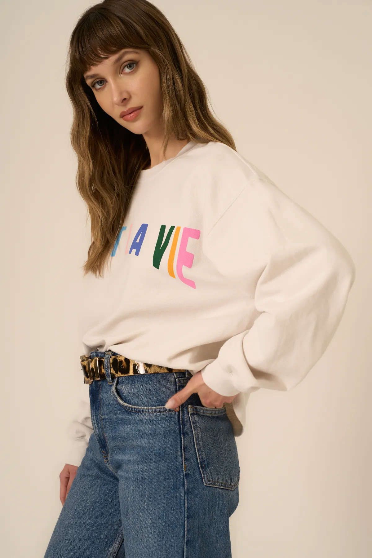 C'est La Vie Raw Hem Sweatshirt