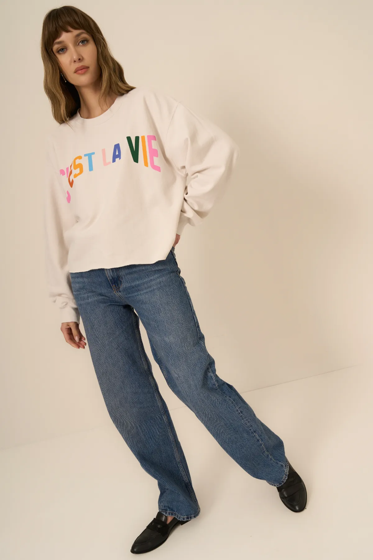 C'est La Vie Raw Hem Sweatshirt