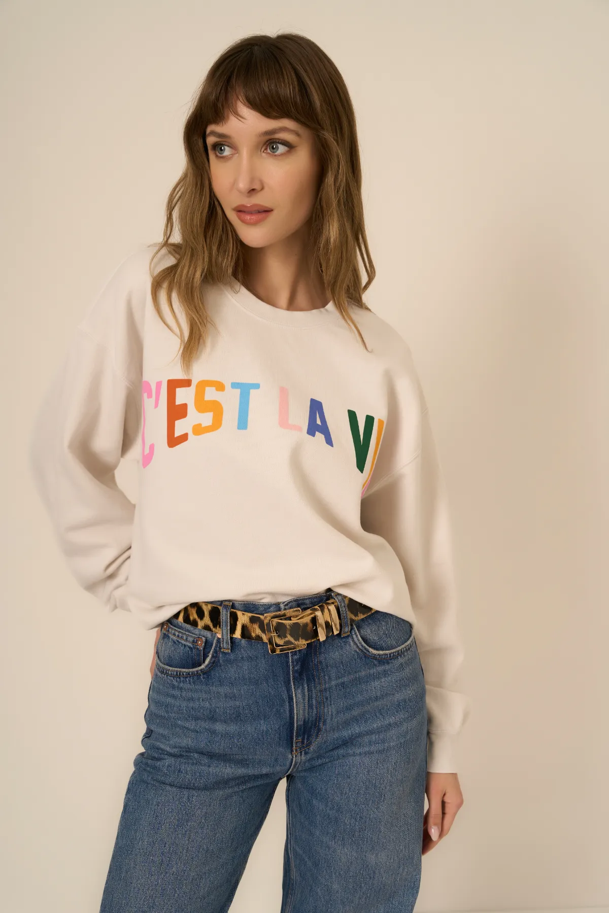 C'est La Vie Raw Hem Sweatshirt
