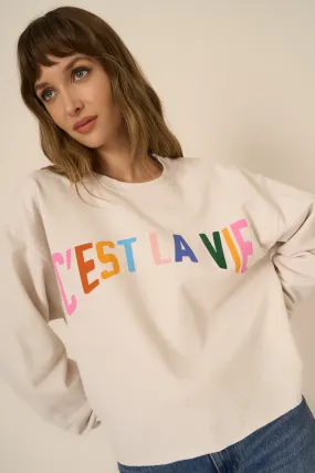 C'est La Vie Raw Hem Sweatshirt