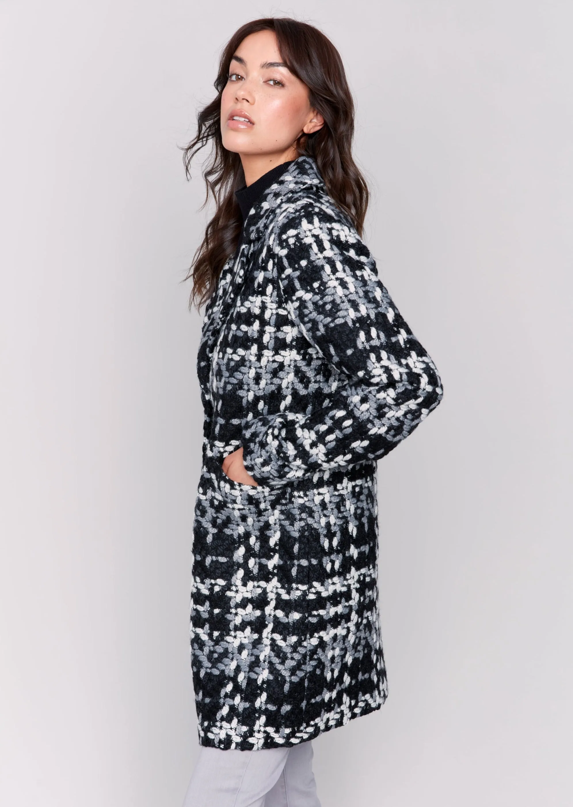 Charlie B - Straight Cut Plaid Coat -SALE