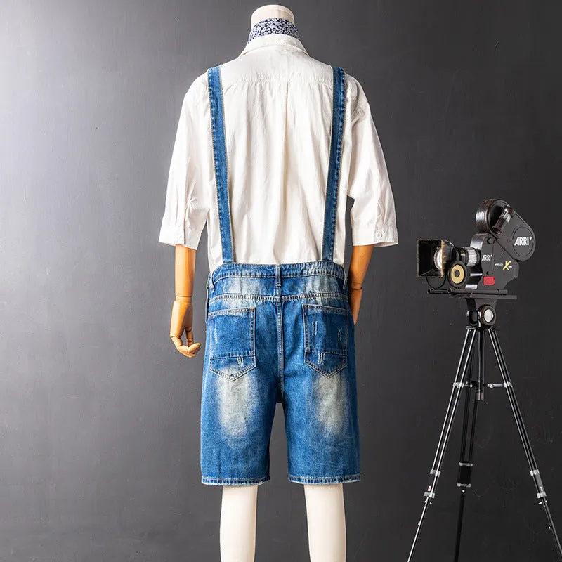Denim Bib Overall Shorts Above Knee Length Rompers Walk Dungaree Jumpsuit Relaxed Fit